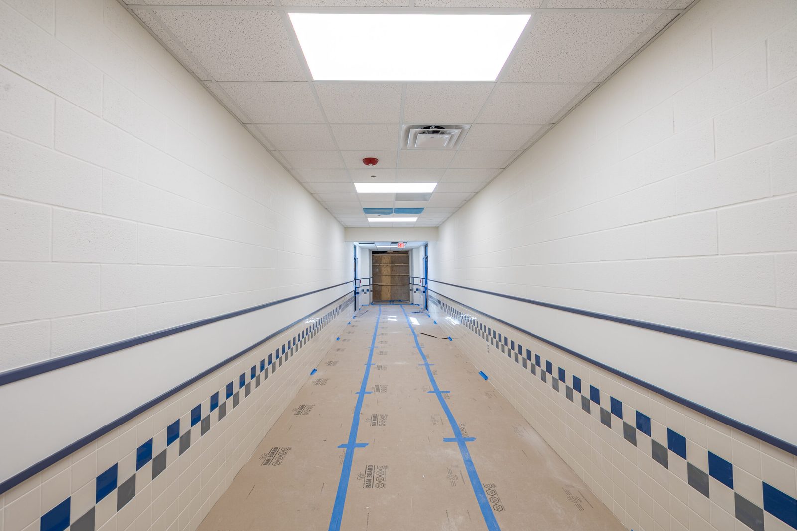 Completed corridor in a Donna ISD classroom addition, Donna, TX, general contractor E-CON Group