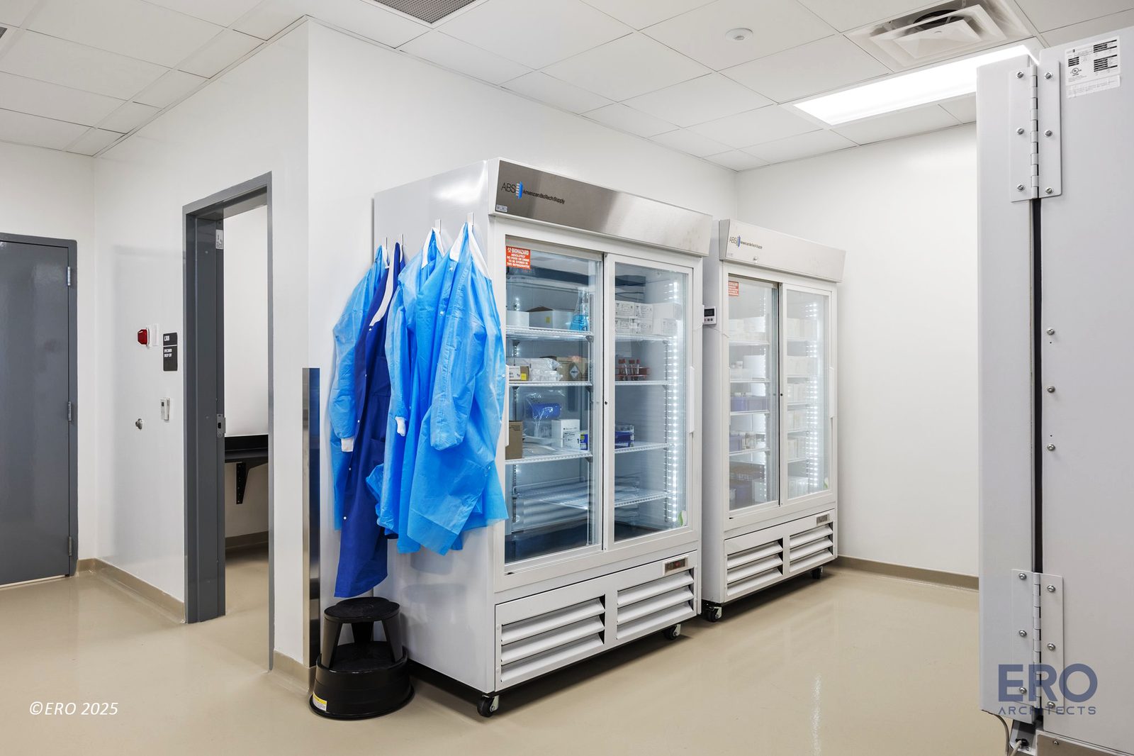 Laboratory cold storage and specimen room, Hidalgo County biosafety lab built by E-CON Group, Rio Grande Valley