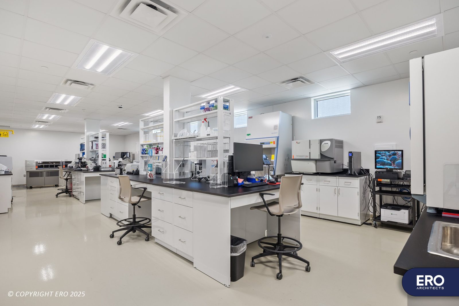 BSL-2 laboratory interior at the Hidalgo County Health Facility Lab, Edinburg, TX, constructed by E-CON Group
