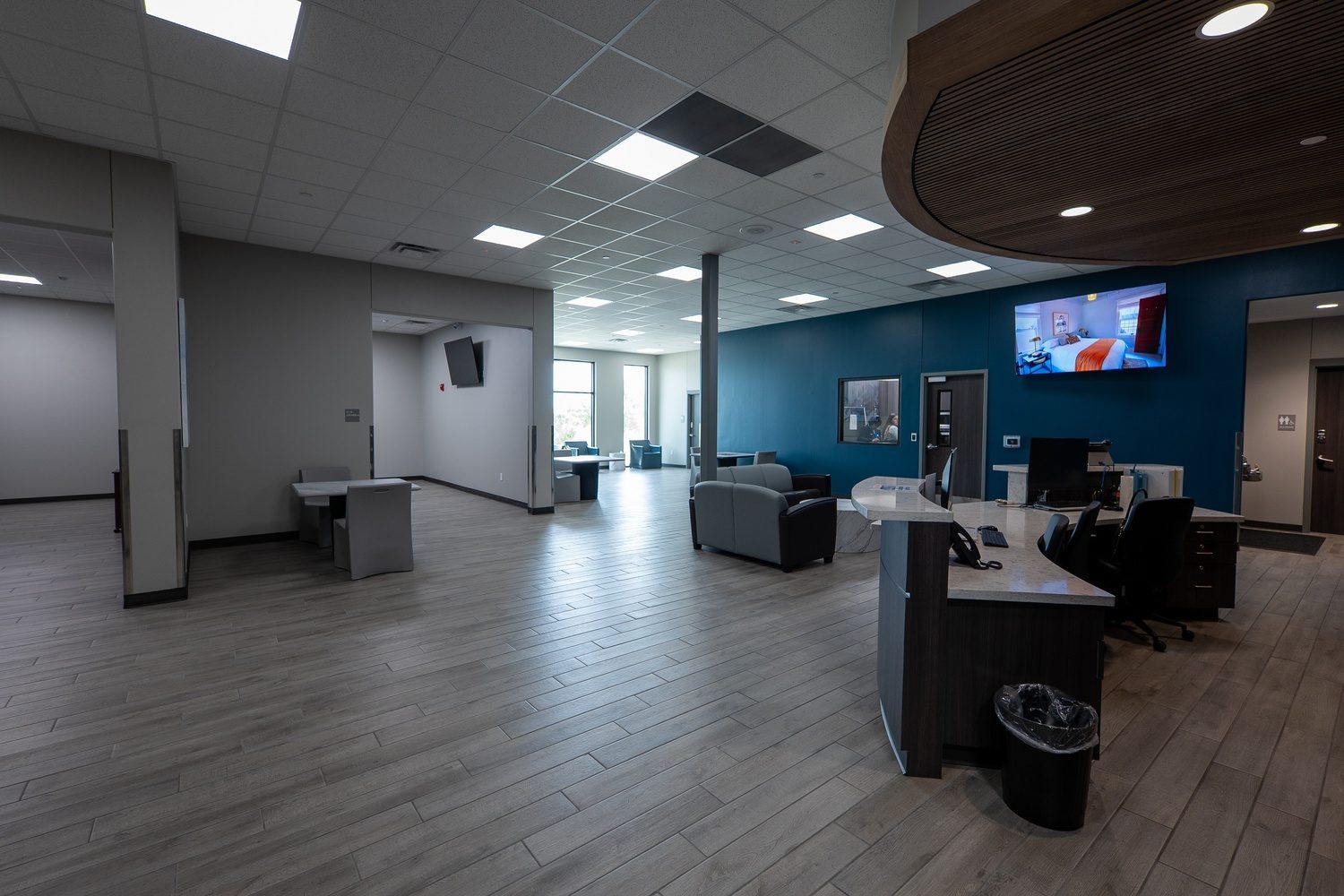 Administrative offices at the Tropical Texas Behavioral Health Tropical Plaza finish-out, Rio Grande Valley, by E-CON Group